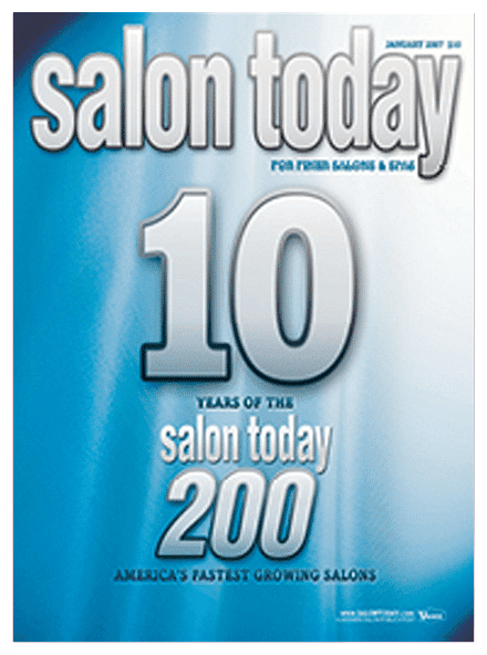 Magazine cover: "Salon Today" January 2007, celebrating 10 years and top 200 salons.